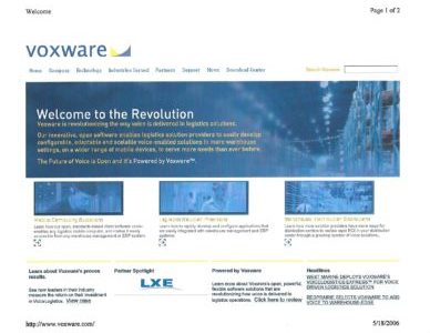Voxware.com homepage